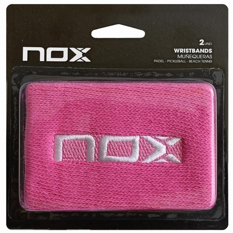 Munequeras Nox Rosa Logo Blanco 2 Unidades