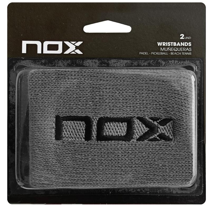 Munequeras Nox Gris Logo Negro 2 Unidades