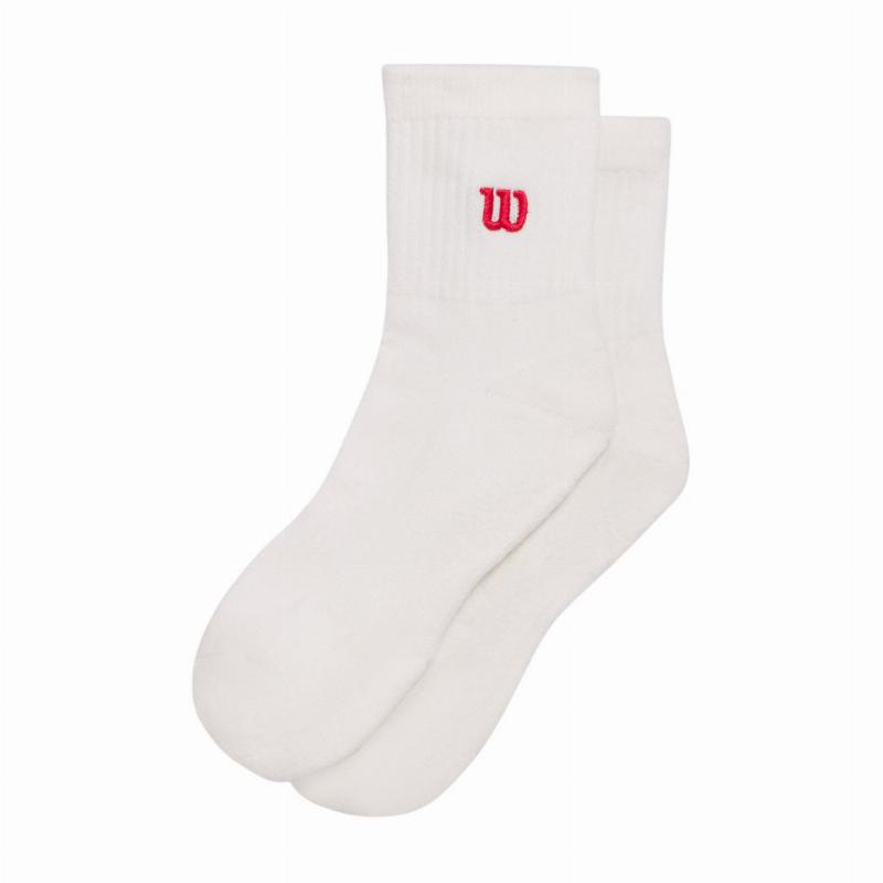 Calcetines Wilson Quarter Length Blanco Rojo 1 Par