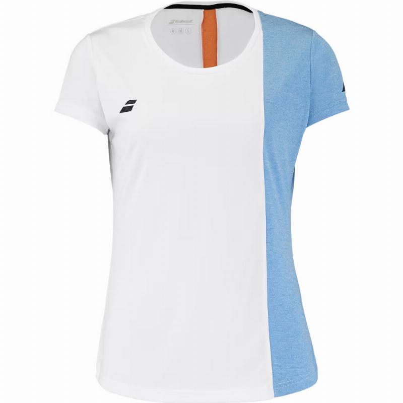 Camiseta Babolat Play Capsleeve Blanco Naranja Junior