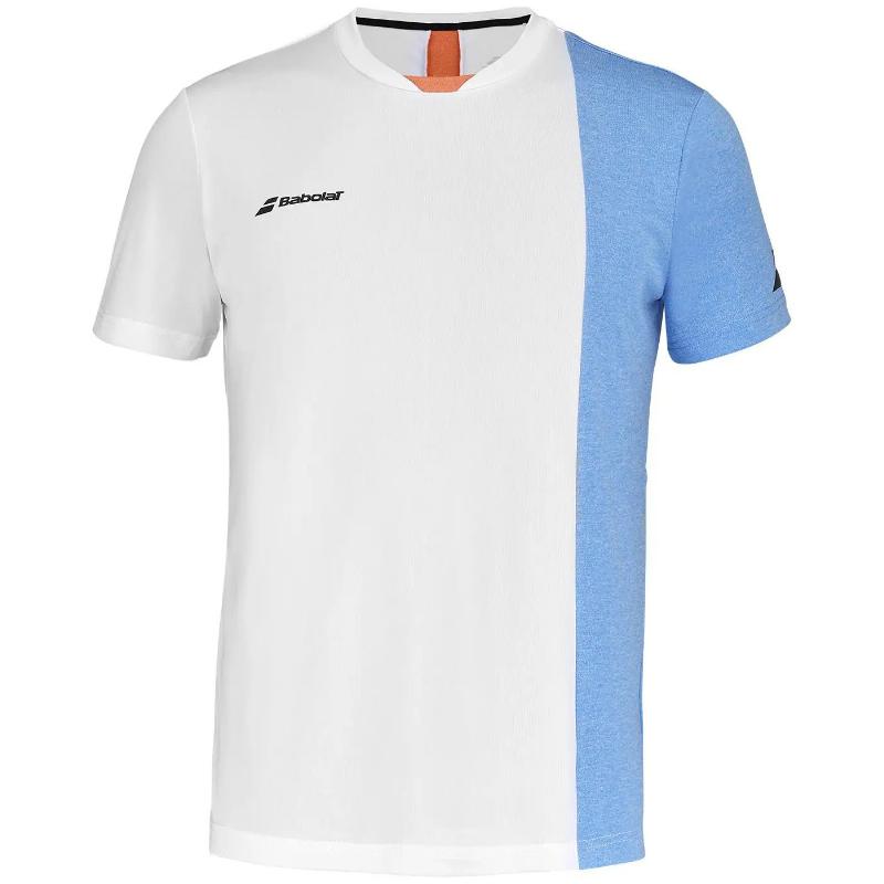 Camiseta Babolat Play Crew Blanco Azul Naranja