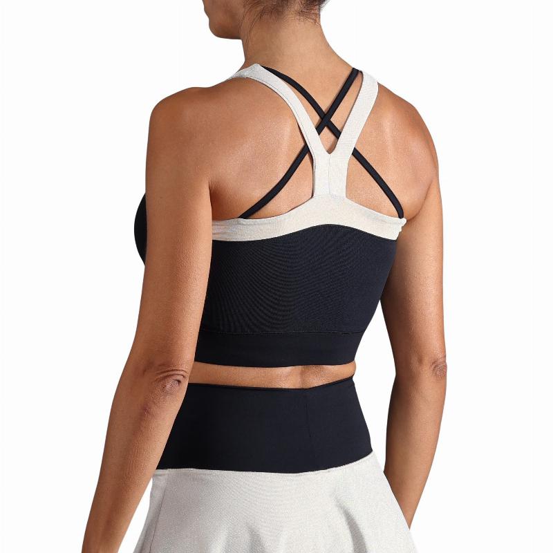 Top Endless Crop Negro Dorado