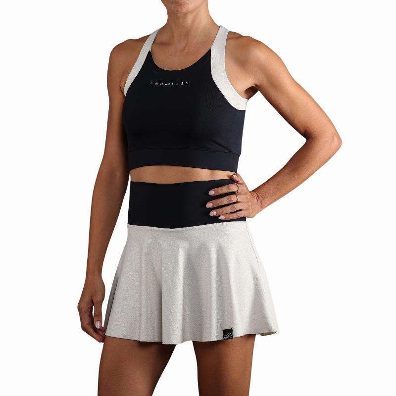 Top Endless Crop Negro Dorado