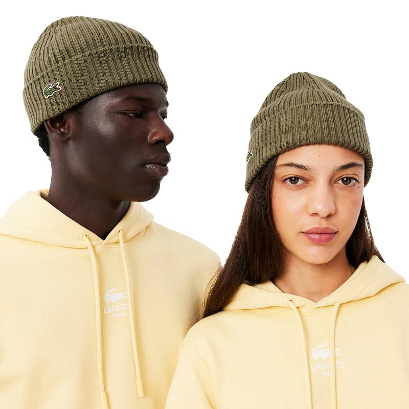 Gorro Lacoste Lana Verde Kaki