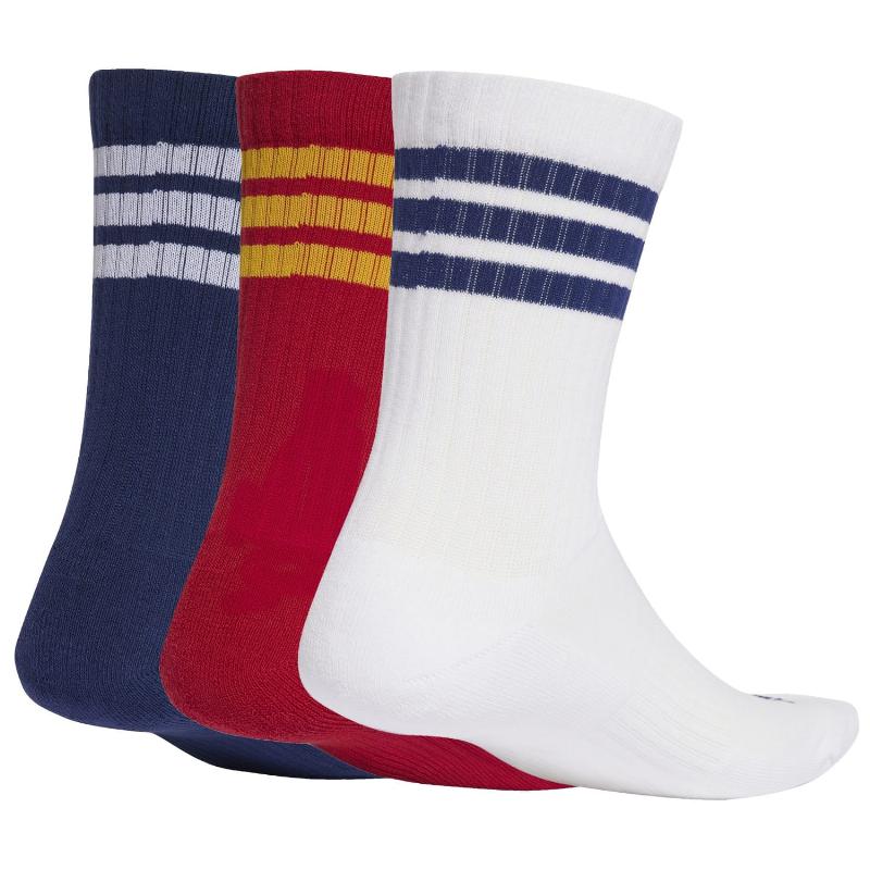 Calcetines Adidas Essentials Cushioned Crew Azul Rojo Blanco 3 Pares