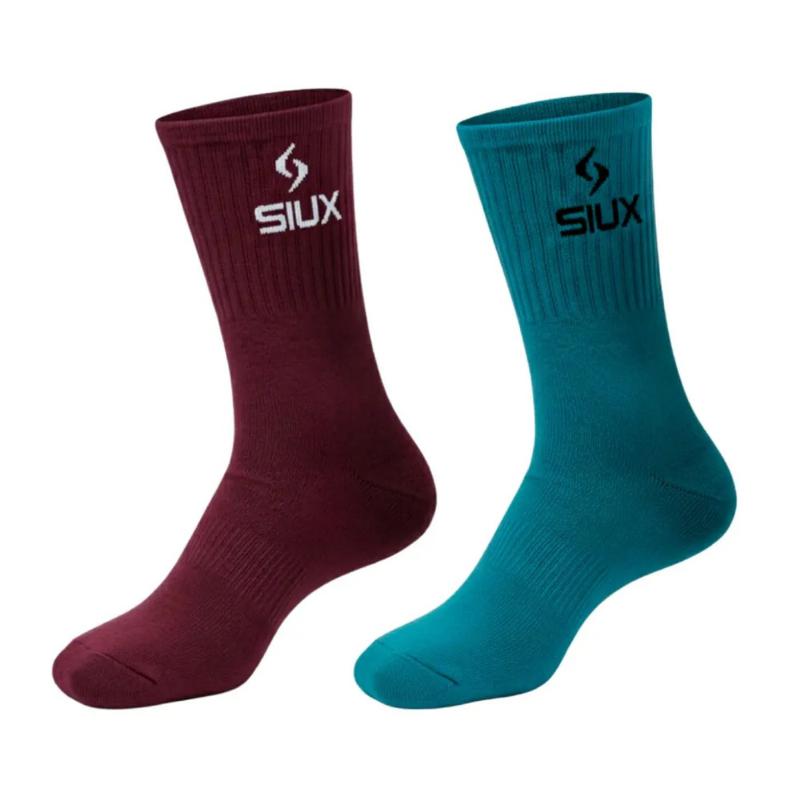 Calcetines Siux Groove CaÃ±a Alta Burdeos Celeste 2 Pares