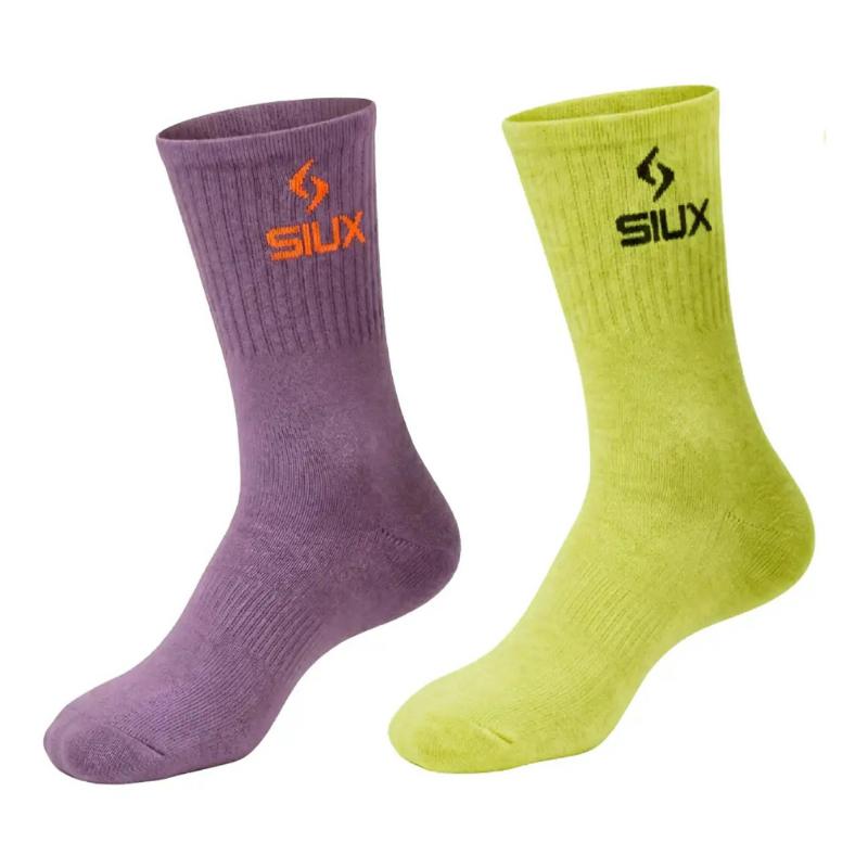 Calcetines Siux Groove CaÃ±a Alta Verde Lila 2 Pares