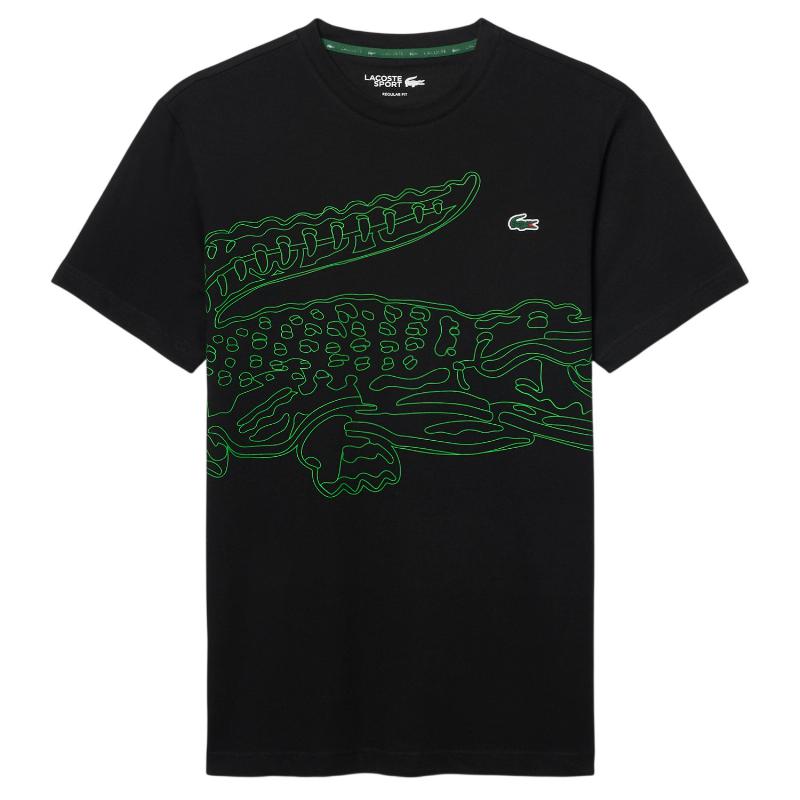 Camiseta Lacoste Padel Negro Verde Fluor